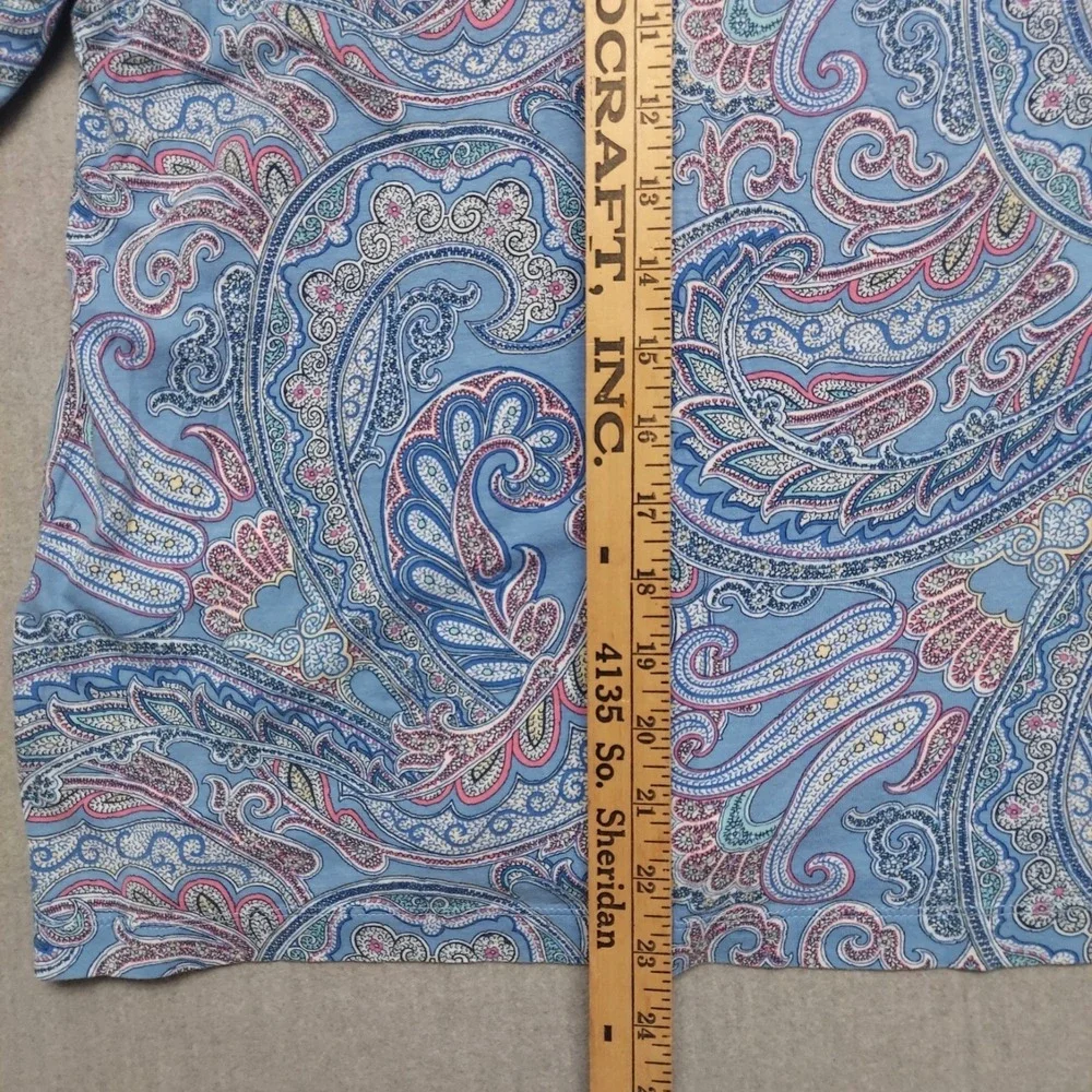Lauren Ralph Lauren Women PM Blue Paisley‎ Pajama Top Button Classic Sleepwear